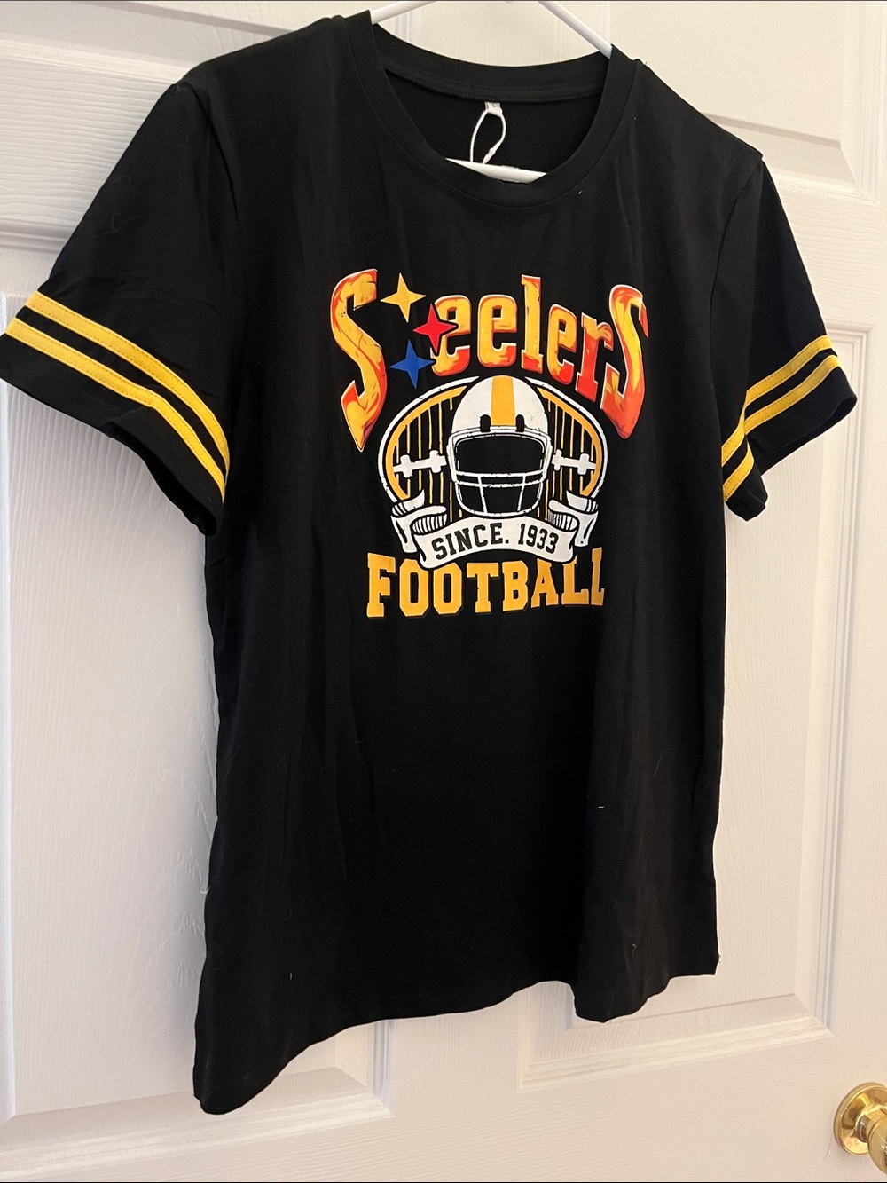 Steelers Black & Yellow Ladies Football short Sleeve T-Shirt